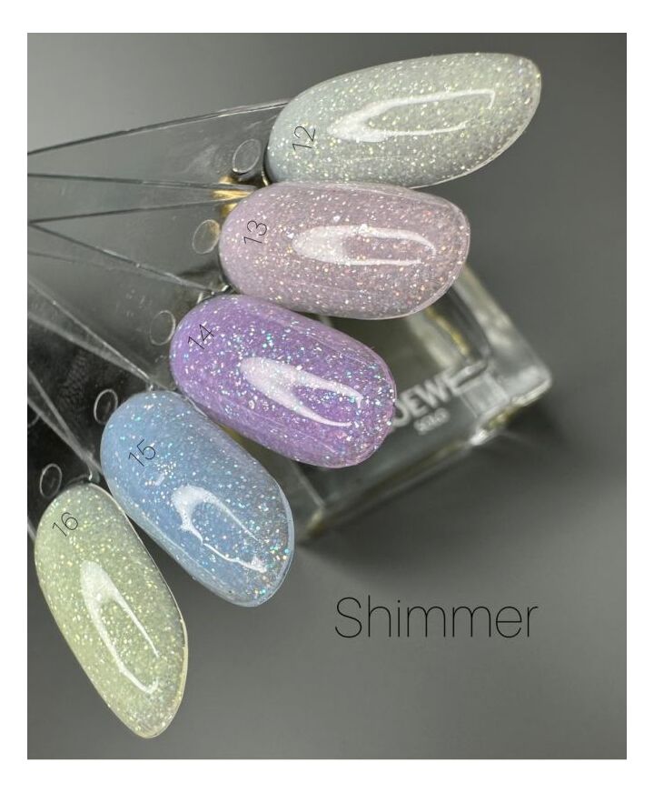 SAGA. Shimmer base, #12, 15 ml. Кольорова база з шимером #4