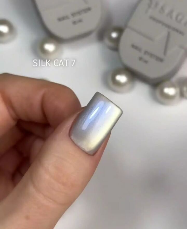 SAGA. Cat's Eye Gel Polish "Silk Cat", #07, 10 ml. Гель-лак "Котяче око" з перламутром #2