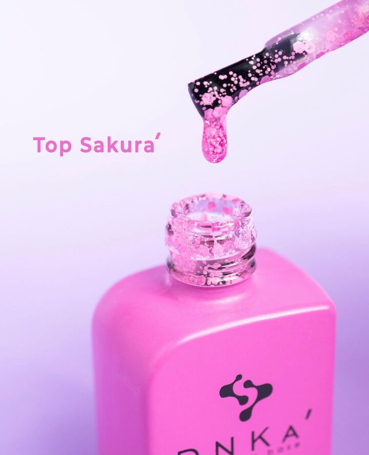 DNKa’. "Sakura" Top coat, 12 ml, топ з рожевими пластівцями #3