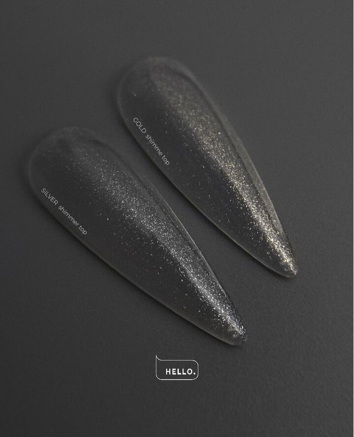 HEYLOVE. Silver Shimmer Top coat, 15 ml, Top con brillo plateado #2