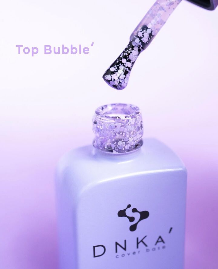 DNKa’. "Bubble" Top coat, 12 ml, топ з ліловими пластівцями #3