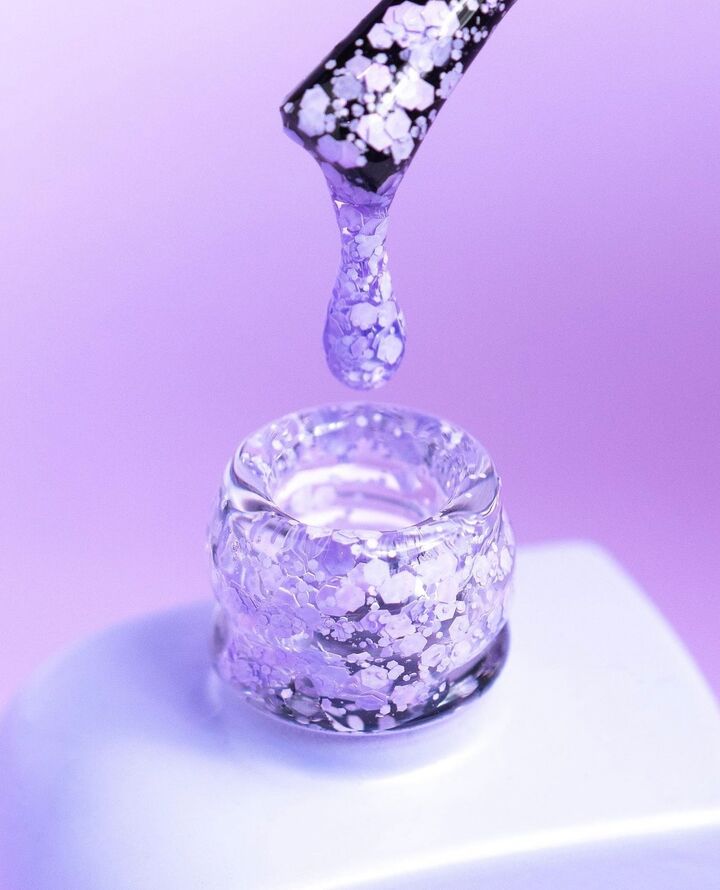 DNKa’. "Bubble" Top coat, 12 ml, топ з ліловими пластівцями #4