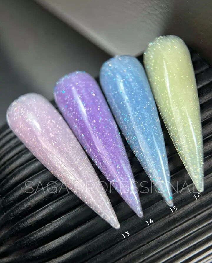 SAGA. Shimmer base, #16, 15 ml. Кольорова база з шимером #3