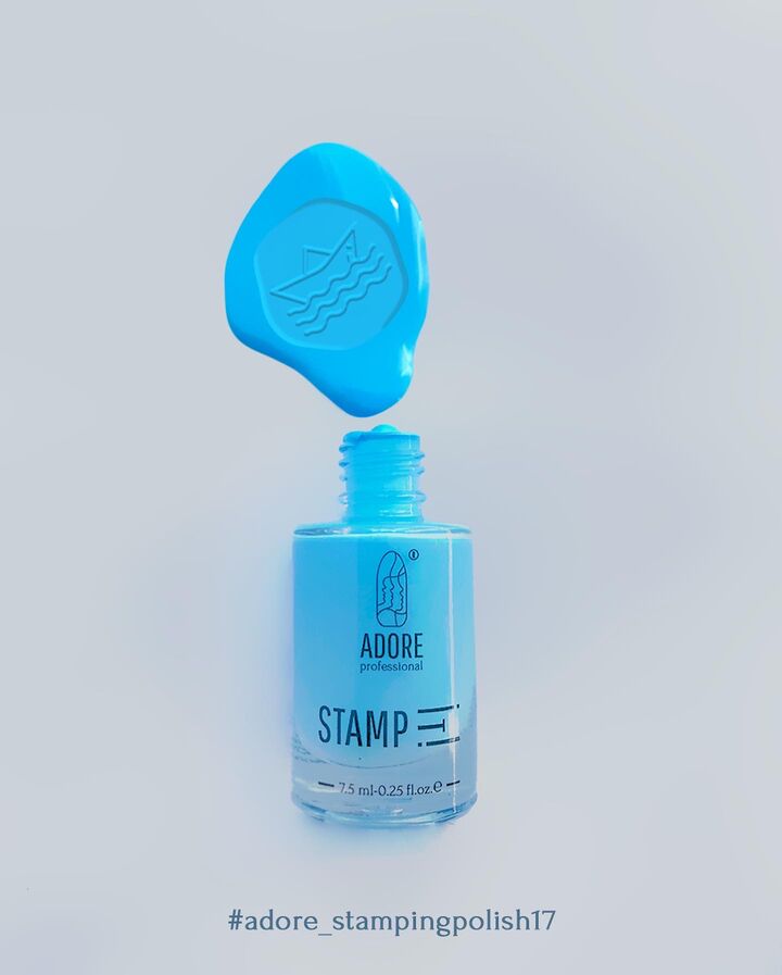 ADORE. Stamping nail polish, №17, Baby blue, 8 ml. Лак для стемпінгу, світло-блакитний #3