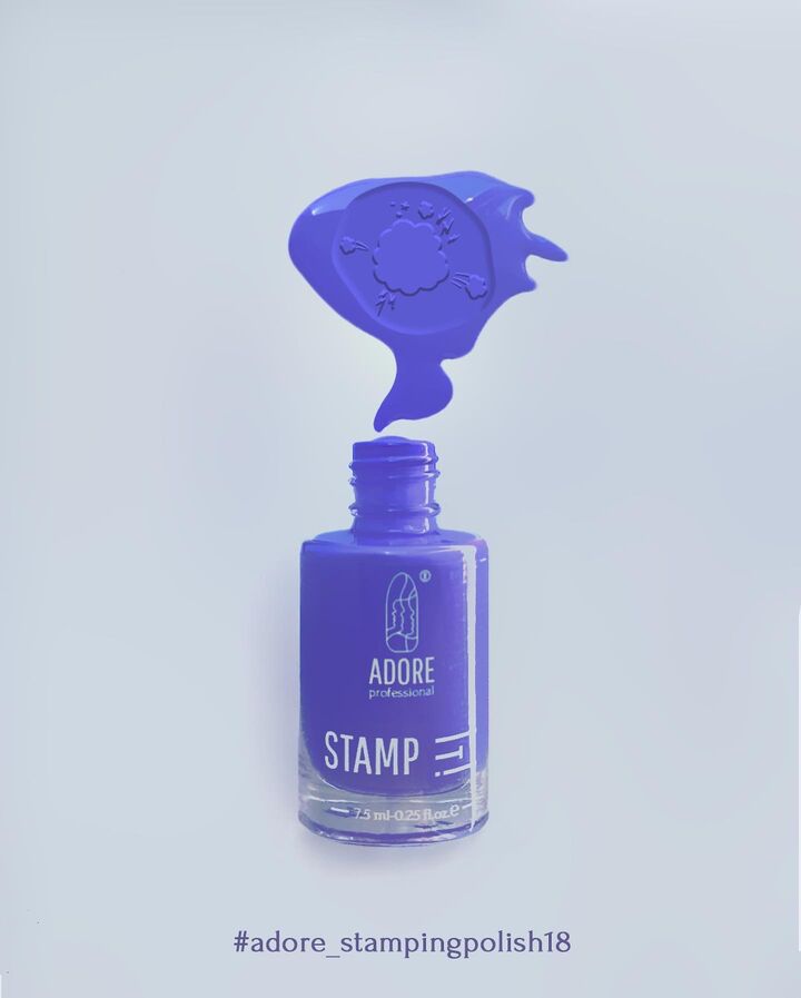 ADORE. Stamping nail polish, №18, Thistle, 8 ml. Лак для стемпінгу, світло-бузковий #3