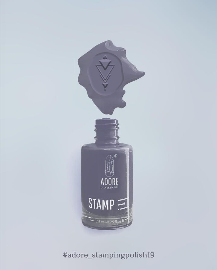 ADORE. Stamping nail polish, №19, Graphite, 8 ml. Лак для стемпінгу, сірий #2