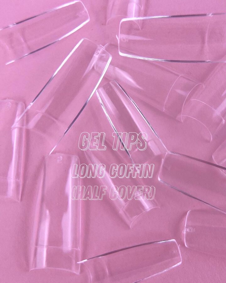 LUNAmoon. Gel Tips, Long Coffin, Half Cover, 500 шт, гелеві тіпси, балерина середня (половина) #3