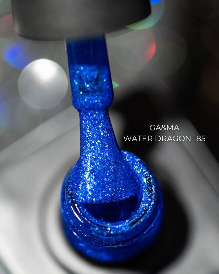 GA&MA. Gel polish #185 WATER DRAGON, 10 ml, гель-лак, королівський синій з шимером #2