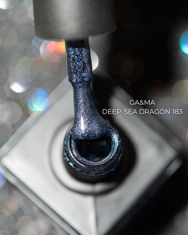 GA&MA. Gel polish #183 DEEP-SEA DRAGON, 10 ml, gel polish, blu scuro con shimmer #2