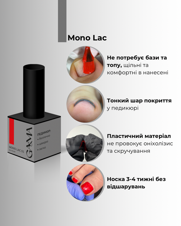 GÉMELY (ex GA&MA). Single-phase Gel Polish, Mono Lac, #001, 6 ml. Однофазний гель лак, "Моно лак" #4