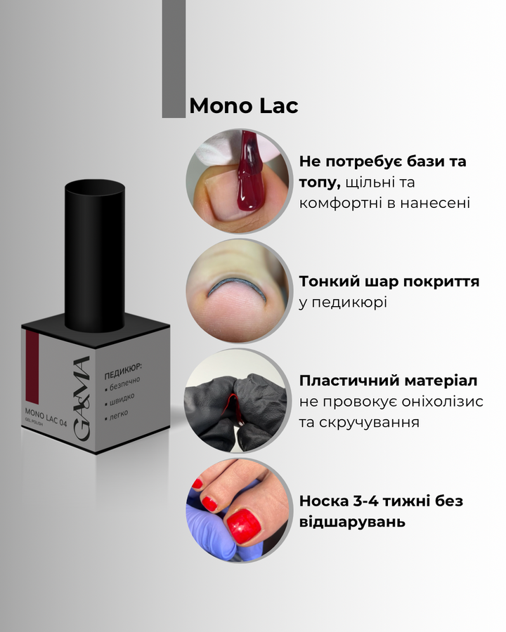 GÉMELY (ex GA&MA). Single-phase Gel Polish, Mono Lac, #004, 6 ml. Однофазний гель лак, "Моно лак" #4
