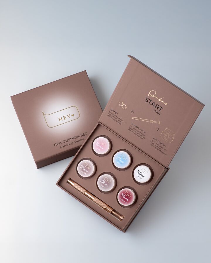 HEYLOVE. Nail Cushion set «Brown», 6 pcs, набір гелевих фарб для омбре, стемпінгу та малювання #6