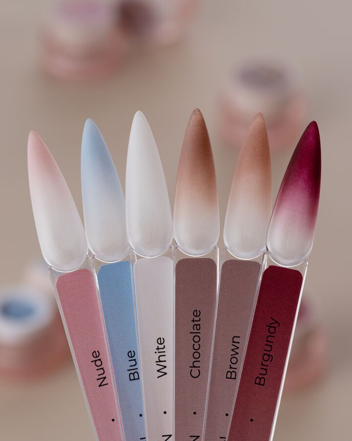 HEYLOVE. Nail Cushion set «Brown», 6 pcs, набір гелевих фарб для омбре, стемпінгу та малювання #2