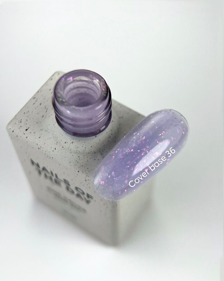 NOTD. Cover Base Potal, NEW Formula #36, 10 ml, бузкова база з голографічною поталлю #2