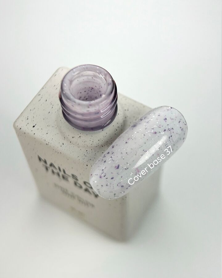 NOTD. Cover Base Potal, NEW Formula #37, 10 ml, молочна база з фіолетовою та срібною поталлю #2