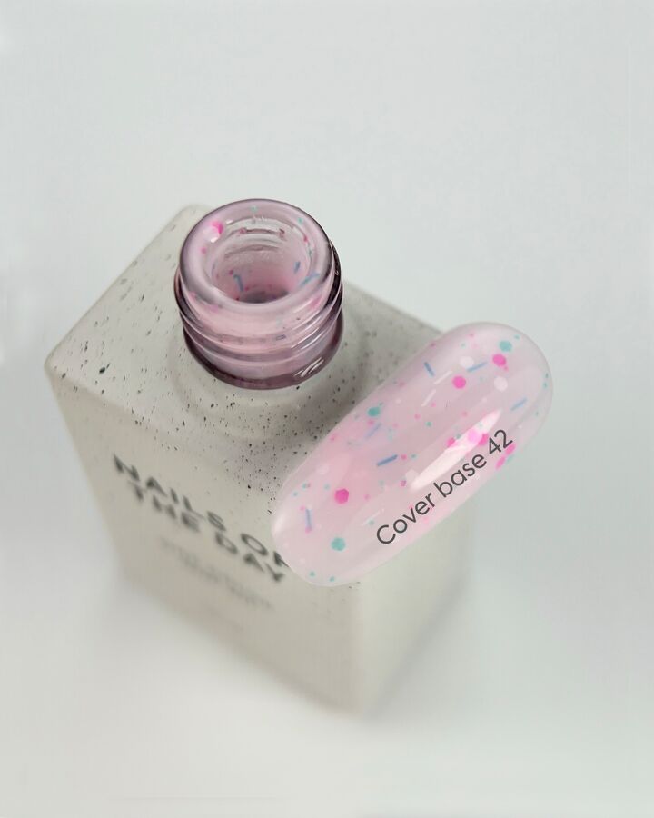 NOTD. Cover Base Confetti , NEW Formula #42, 10 ml, рожева база з конфетті #2
