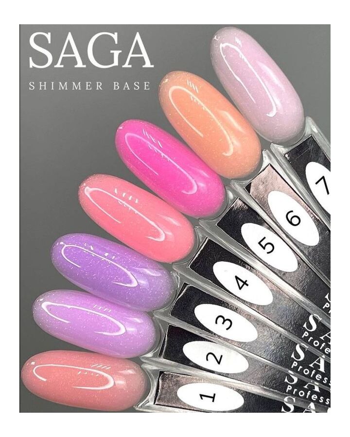 SAGA. Shimmer base, #06, 15 ml. Кольорова база з шимером #4