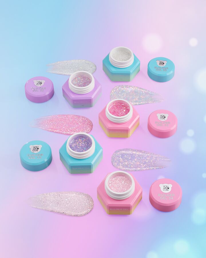 You Are Cute. Builder Gel #31, 15 ml, гель для нарощування з блискучими частинками #7