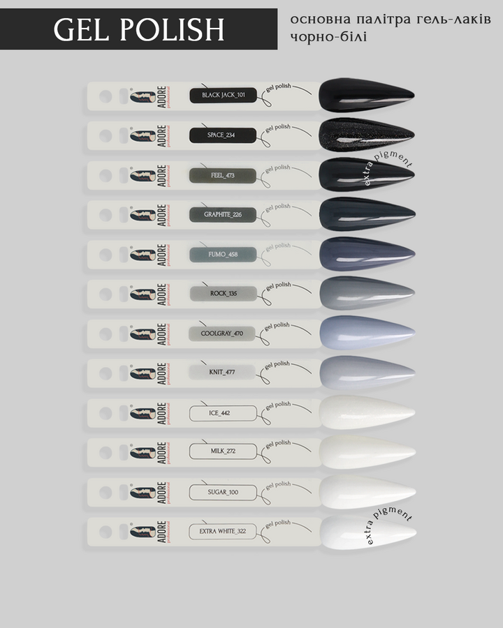 SOLDE / ADORE. Gel Polish, #101, Black Jack, 8 ml. Gel polish, noir #3