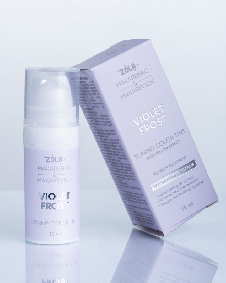 ZOLA x Makarenko x Makarevich. Eyebrow Toning Color Tint, Violet Frost , 10 ml. Тонуюча фарба для брів, нейтралізація жовтого підтону #5