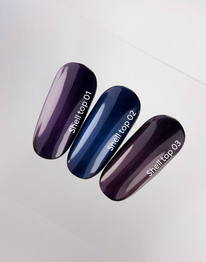 NOTD. Shell Top #02, 10 ml, перлинний топ з блакитною втиркою #7