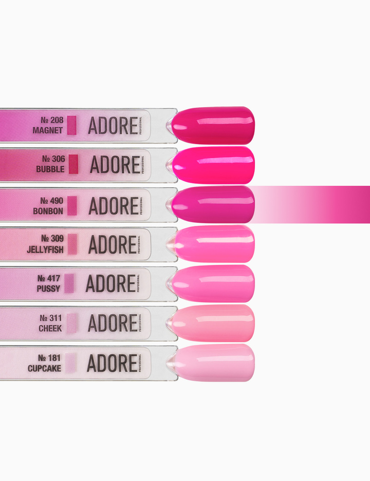 ADORE. Gel Polish, #490, Bonbon, 12 ml. Гель-лак, екстра рожевий #3