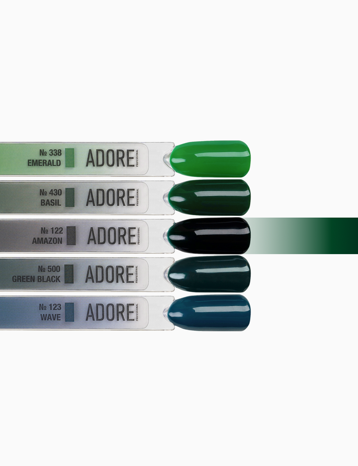 ADORE. Gel Polish, #122, Amazon, 12 ml. Lakier hybrydowy, czarno-zielony #4
