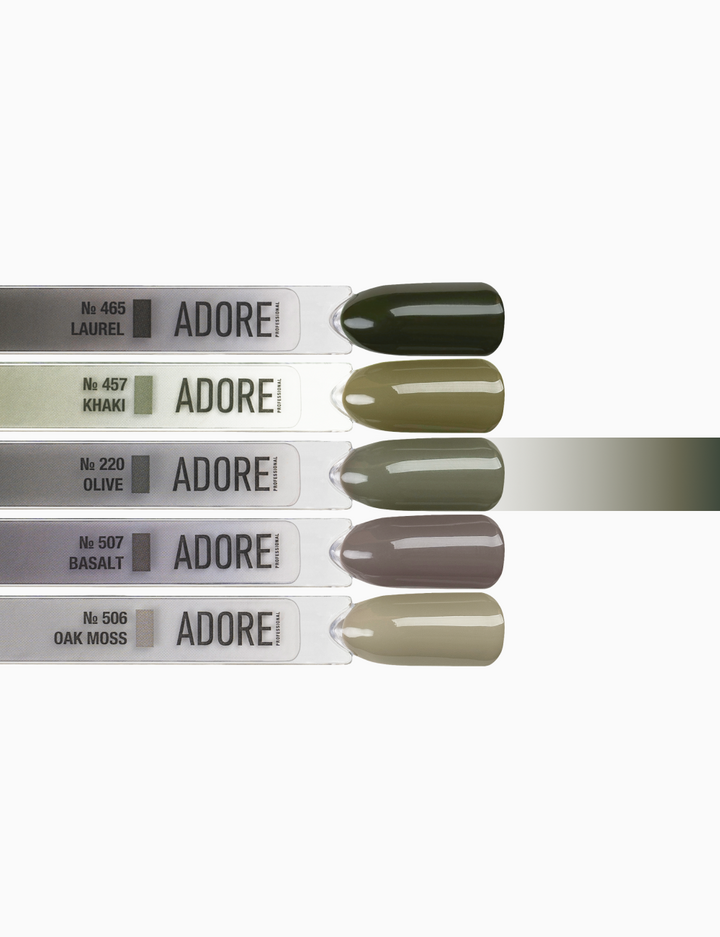 ADORE. Gel Polish, #220, Olive, 12 ml. Гель-лак, оливковий сірий #4