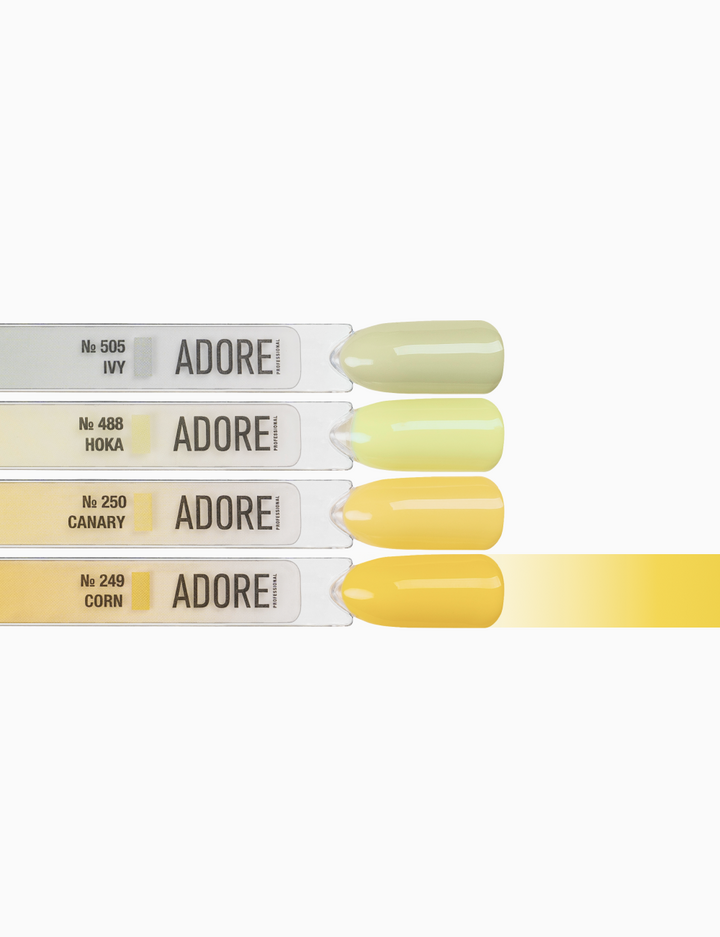 ADORE. Gel Polish, #249, Corn, 12 ml. Gel polish, amarelo verdadeiro #4