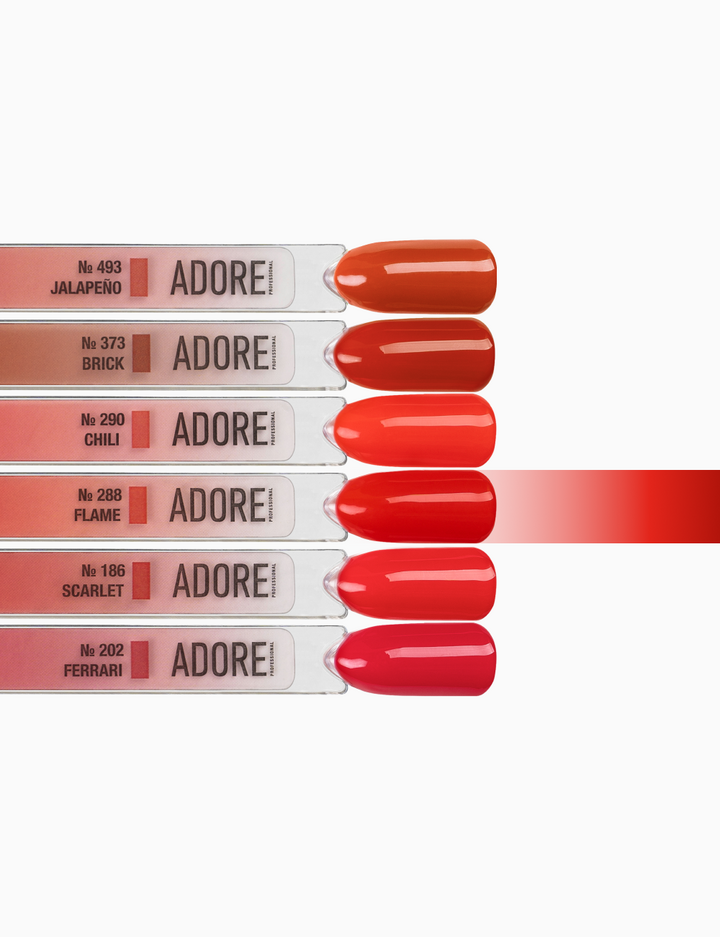 ADORE. Gel Polish, #288, Flame, 12 ml. Гель-лак, вогненно-червоний #4