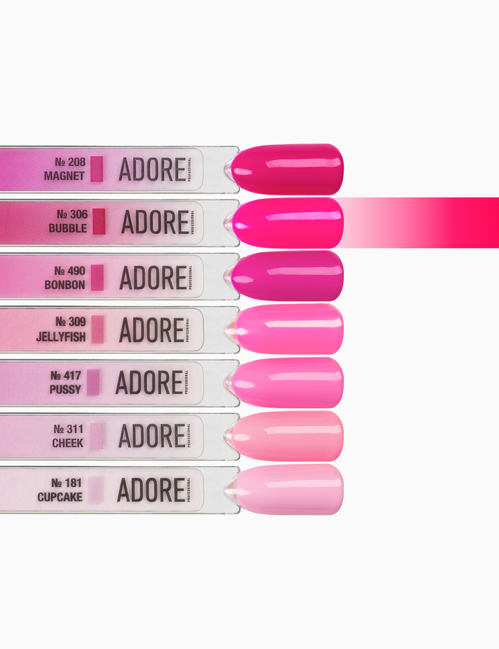 ADORE. Gel Polish, #306, Bubble, 12 ml. Gel polish, malinowa guma #4