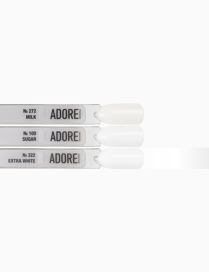 ADORE. Gel Polish, #322, Extra white, 12 ml. Гель-лак, екстра-білий високопігментований #4