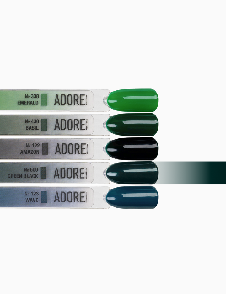ADORE. Gel Polish, #500, Green black, 12 ml. Гель-лак, темний бутилочно-зелений #4