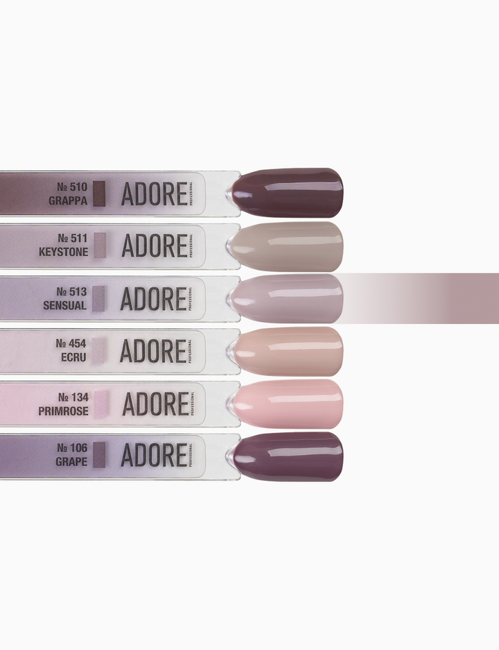 ADORE. Gel Polish, #513, Sensual, 12 ml. Gel Polish, jasny szaro-liliowy #4
