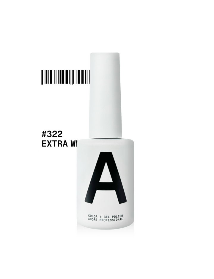 ADORE. Gel Polish, #322, Extra white, 12 ml. Гель-лак, екстра-білий високопігментований #1