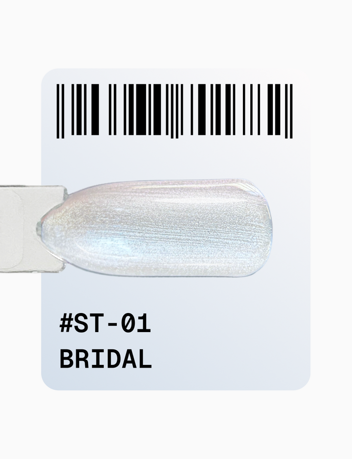 ADORE. Cat's Eye Gel Polish, #ST-01, Bridal, 12 ml. Gel polish "occhio di gatto" perlato, argento-bianco #2