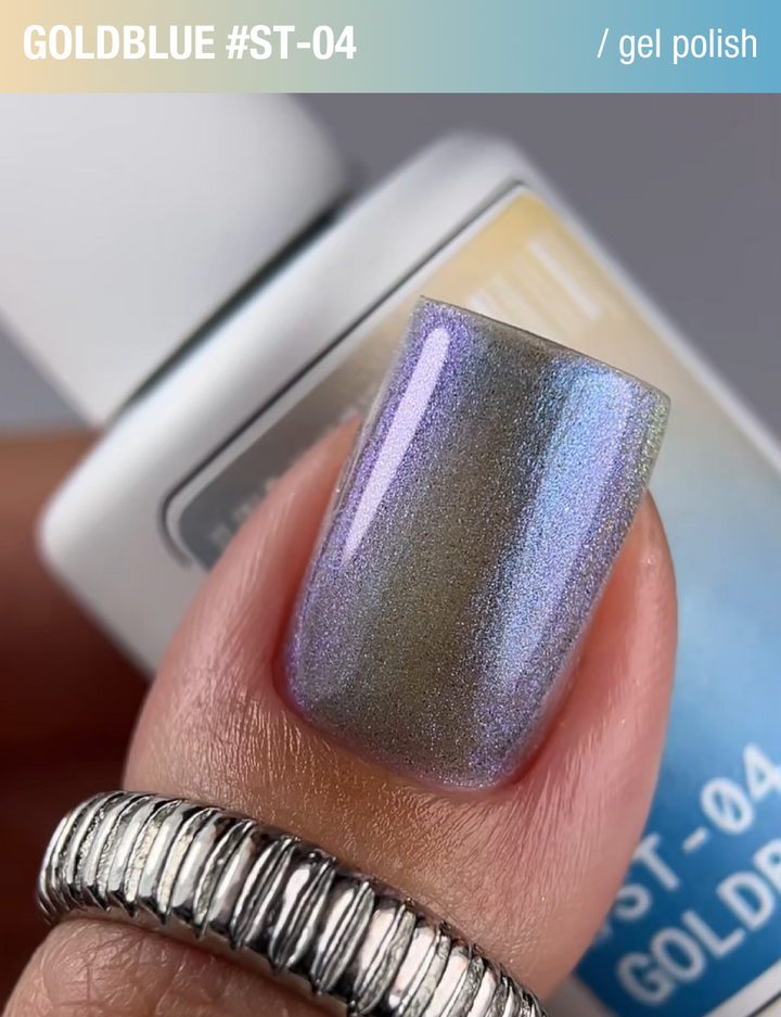 ADORE. Cat's Eye Gel Polish, #ST-04, Goldblue, 12 ml. Gel polish "œil de chat" nacré, bleu doré #4