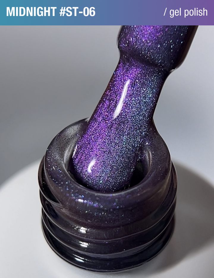 ADORE. Cat's Eye Gel Polish, #ST-06, Midnight, 12 ml. Gel Polish "Katzenauge" perlmuttfarben, lila #5