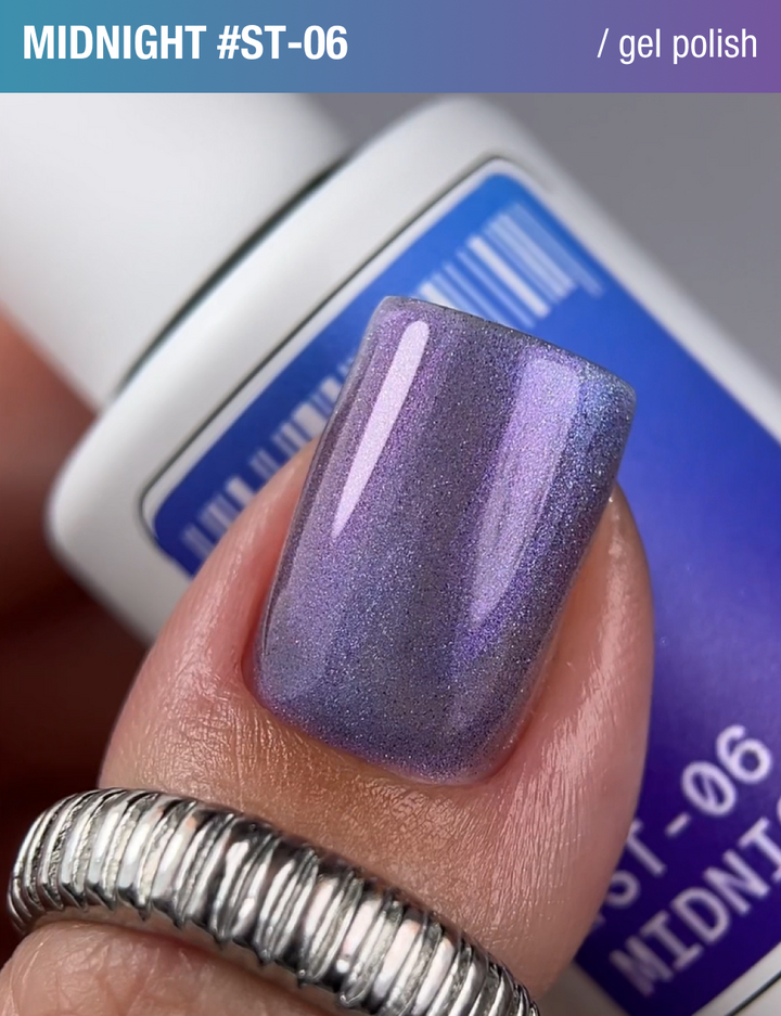 ADORE. Cat's Eye Gel Polish, #ST-06, Midnight, 12 ml. Gel Polish "Katzenauge" perlmuttfarben, lila #4