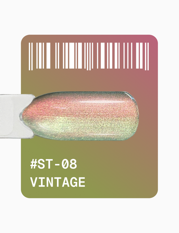 ADORE. Cat's Eye Gel Polish, #ST-08, Vintage, 12 ml. Gel polish œil de chat nacré, or-olive #2