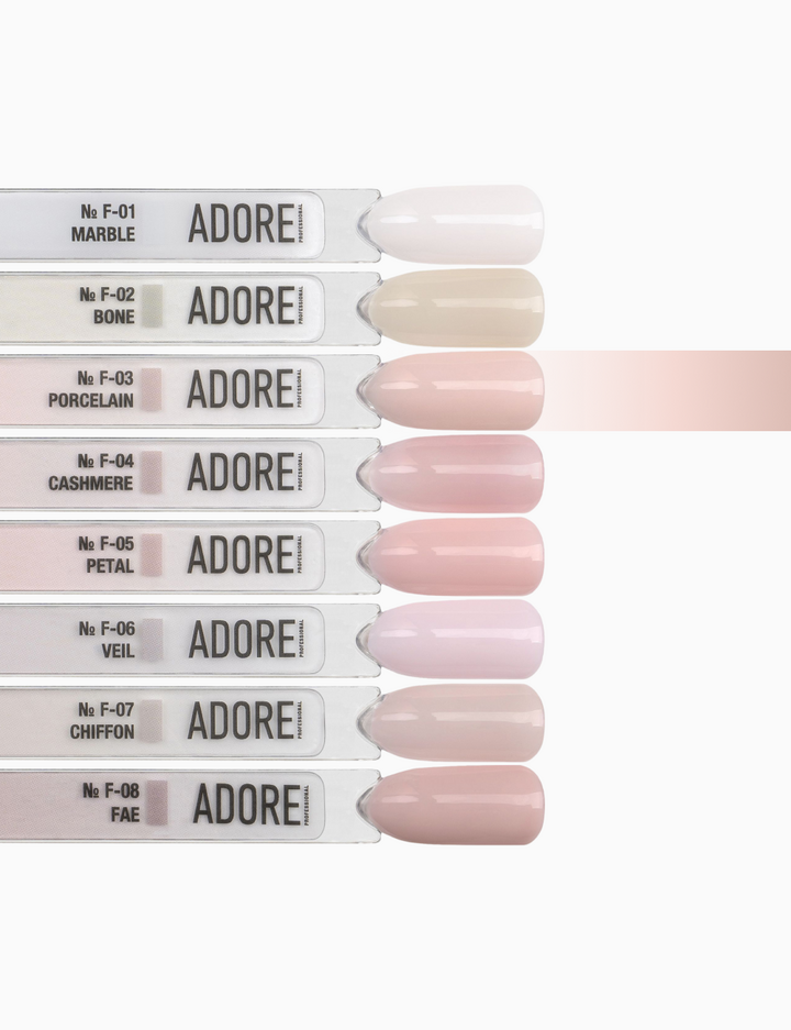 ADORE. French Gel Polish, #F-03, Porcelain beige, 12 ml. Гель-лак, порцеляново-бежевий #5