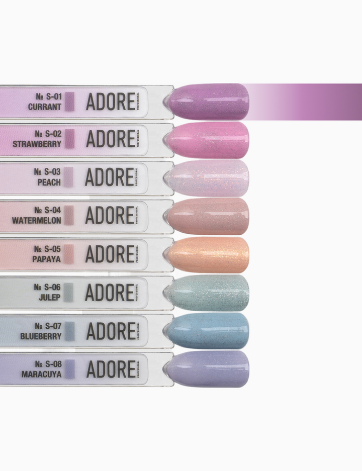 ADORE. Gel Polish, #S-01, Currant, 12 ml. Гель-лак, рожево-бузковий, з шимером — Adore Professional, NAILSMADE