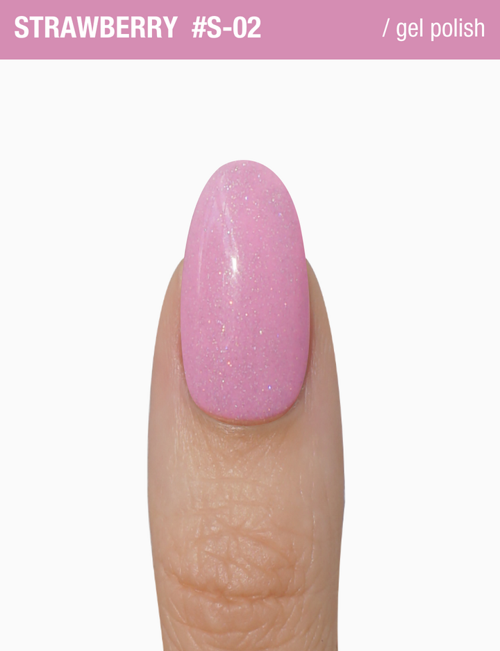 ADORE. Gel Polish, #S-02, Strawberry, 12 ml. Гель-лак, рожевий, з шимером — Adore Professional, NAILSMADE