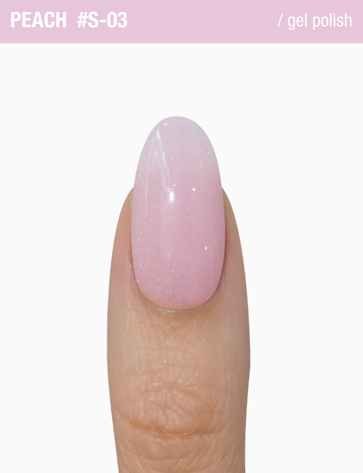 ADORE. Gel Polish, #S-03, Peach, 12 ml. Гель-лак, персиково-рожевий з молочним підтоном, з шимером — Adore Professional, NAILSMADE