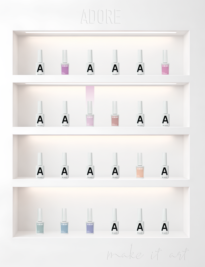 ADORE. Gel Polish, #S-03, Peach, 12 ml. Гель-лак, персиково-рожевий з молочним підтоном, з шимером — Adore Professional, NAILSMADE