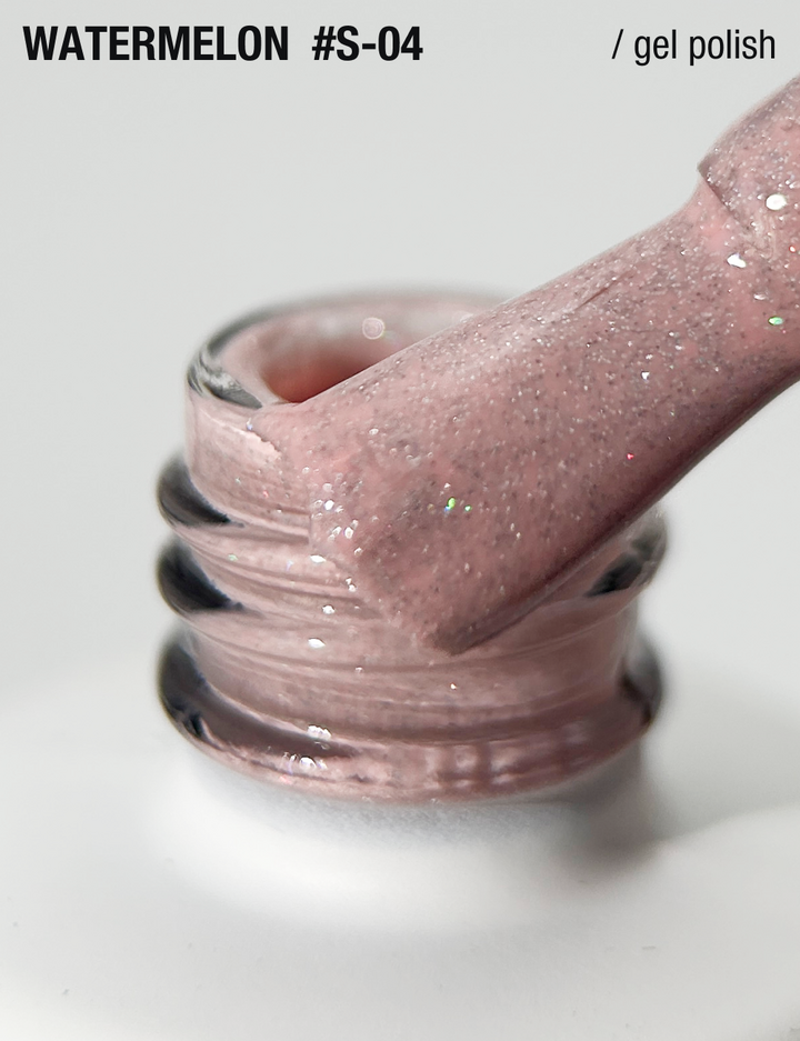 ADORE. Gel Polish, #S-04, Watermelon, 12 ml. Гель-лак, світло-рожевий, з шимером — Adore Professional, NAILSMADE