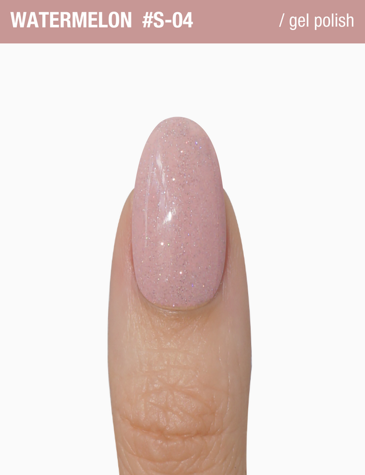 ADORE. Gel Polish, #S-04, Watermelon, 12 ml. Гель-лак, світло-рожевий, з шимером — Adore Professional, NAILSMADE
