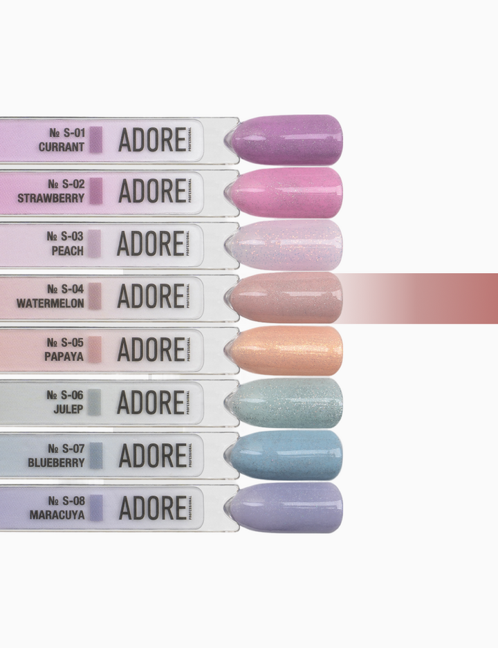 ADORE. Gel Polish, #S-04, Watermelon, 12 ml. Гель-лак, світло-рожевий, з шимером — Adore Professional, NAILSMADE