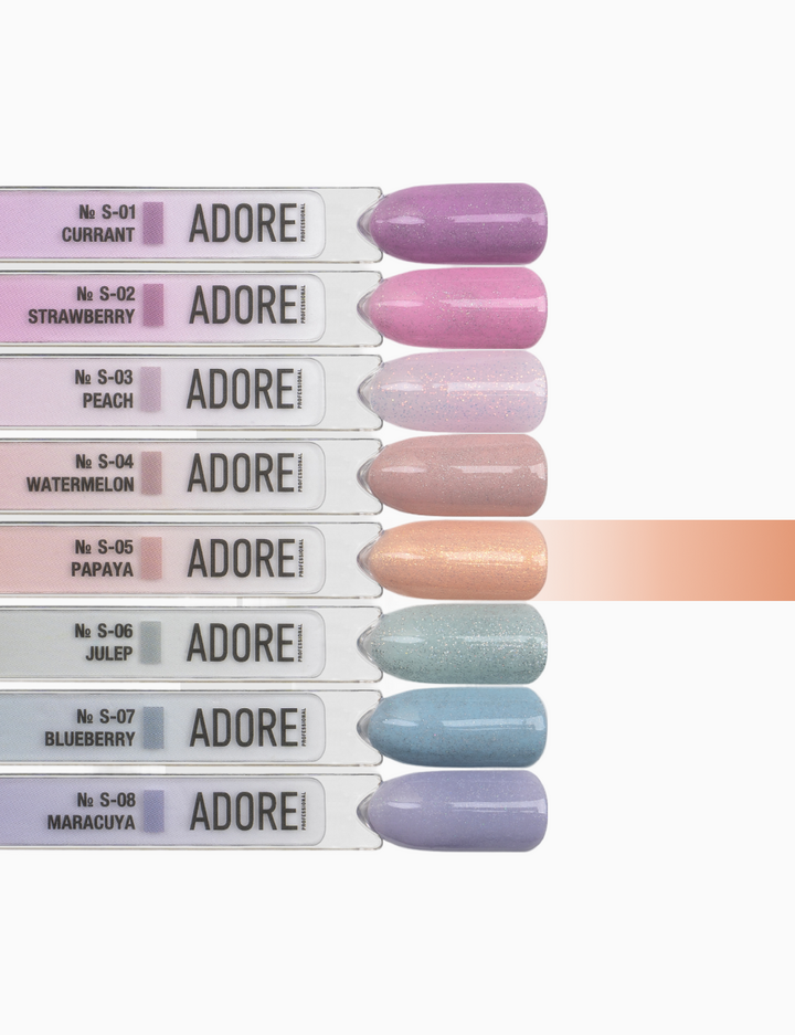ADORE. Gel Polish, #S-05, Papaya, 12 ml. Гель-лак, бежевий, з шимером — Adore Professional, NAILSMADE