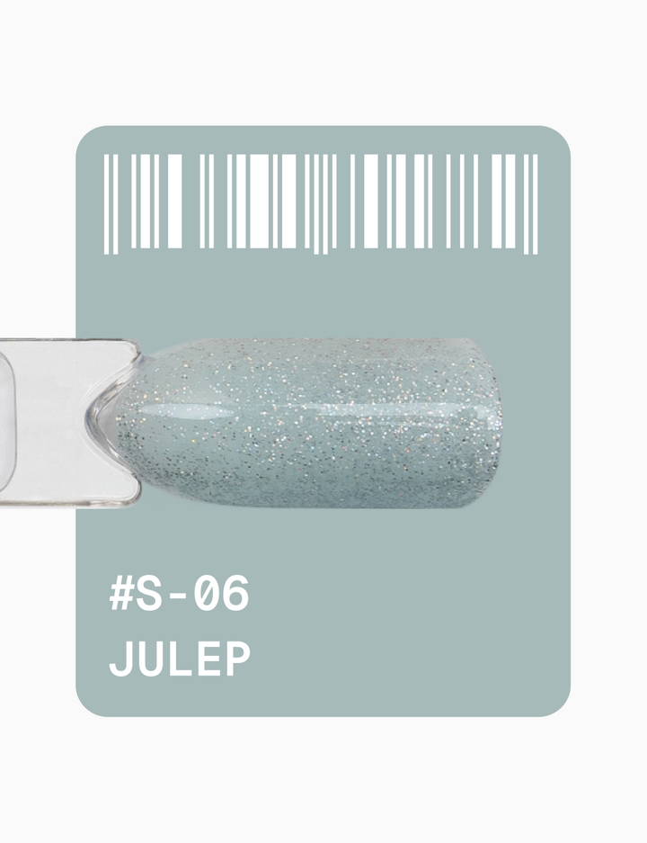 ADORE. Gel Polish, #S-06, Julep, 12 ml. Гель-лак, сіро-зелений, з шимером — Adore Professional, NAILSMADE